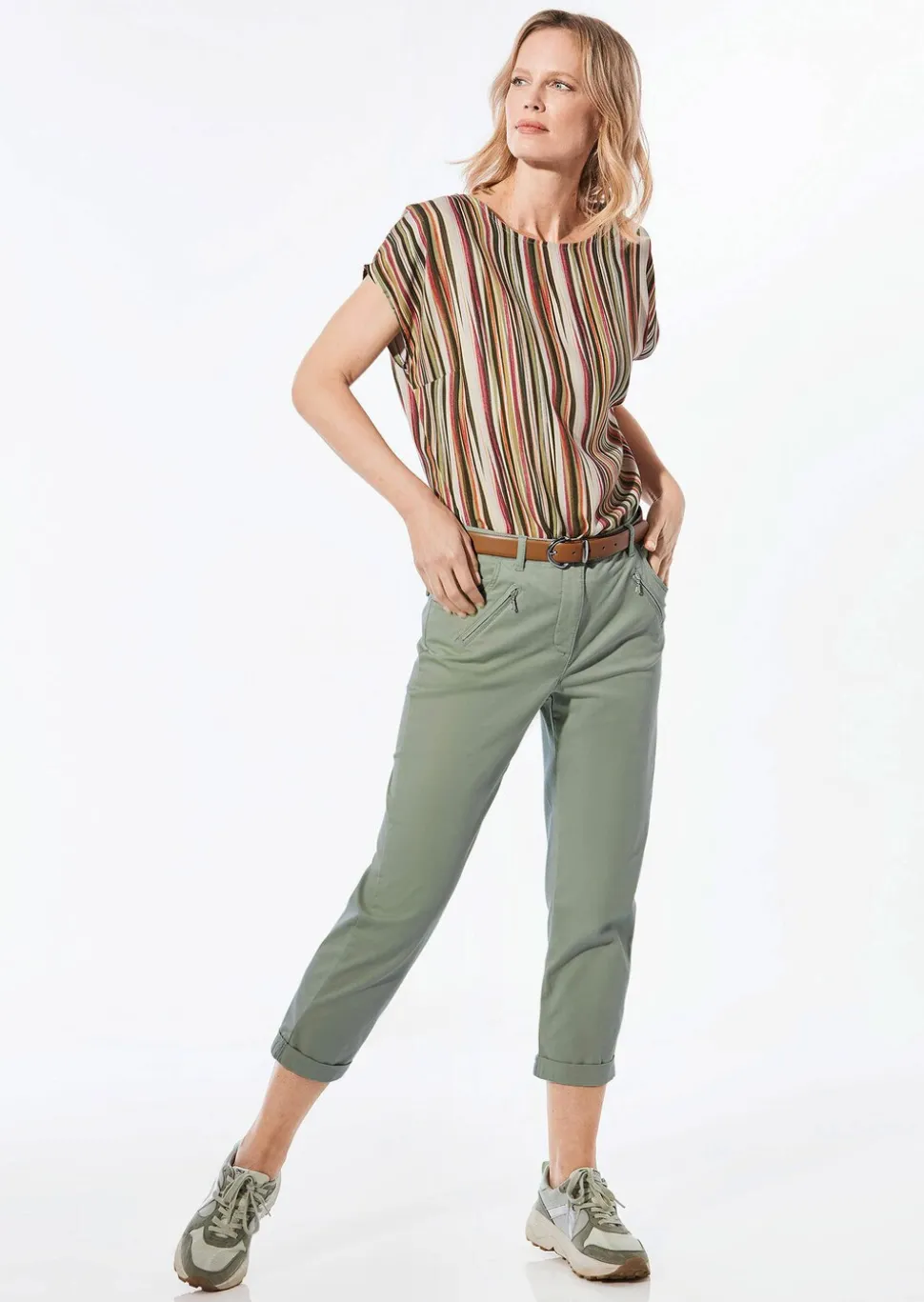 Pantalon chino LOUISA ultra-doux, en longueur cheville