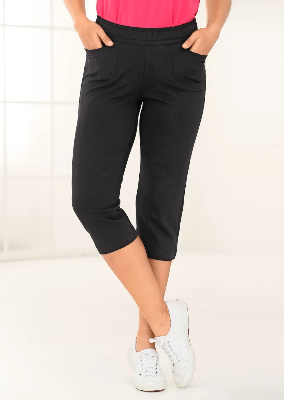 Pantalon de loisirs 3/4 confortable avec taille élastiquée et poches