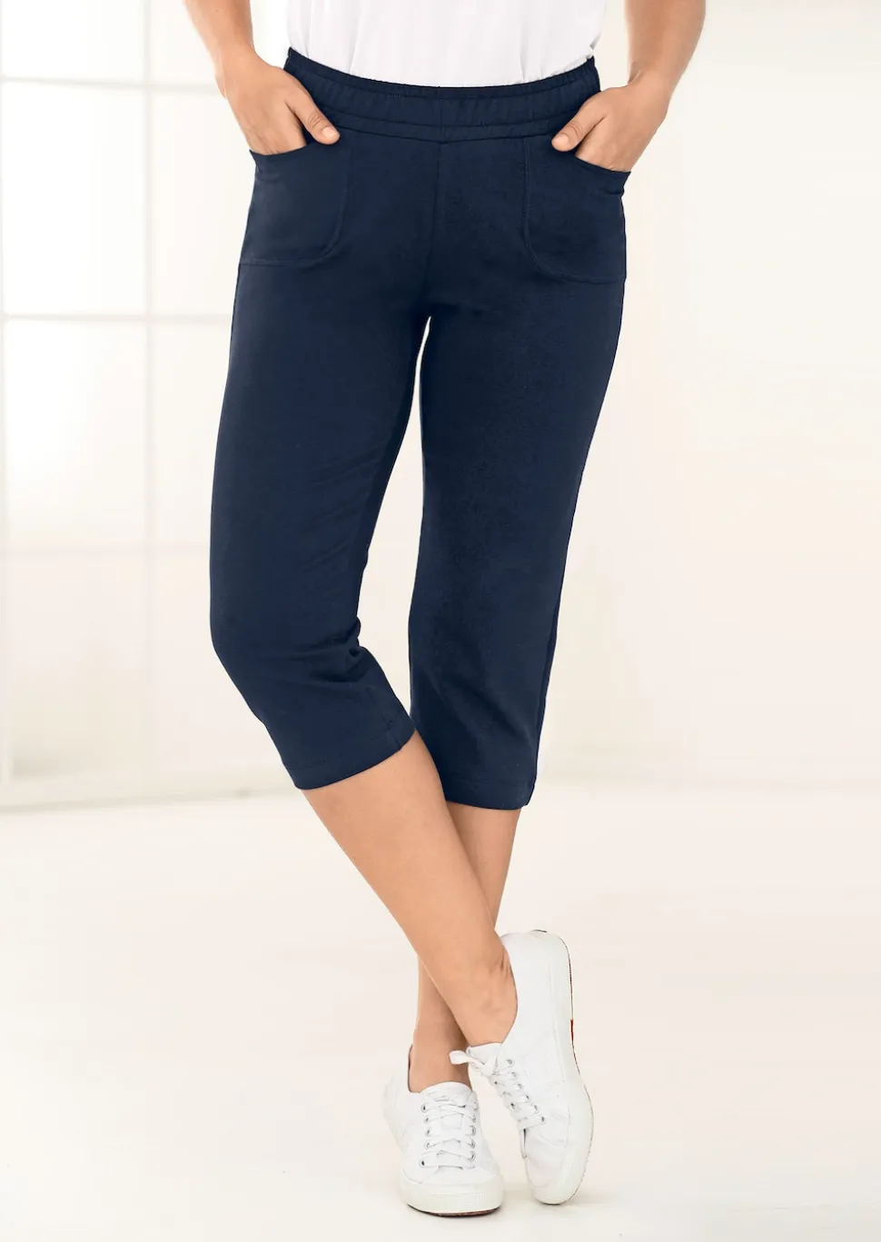 Pantalon de loisirs 3/4 confortable avec taille élastiquée et poches