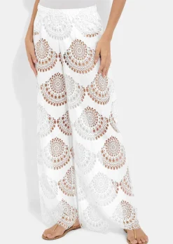 Pantalon de plage avec broderie ajourée