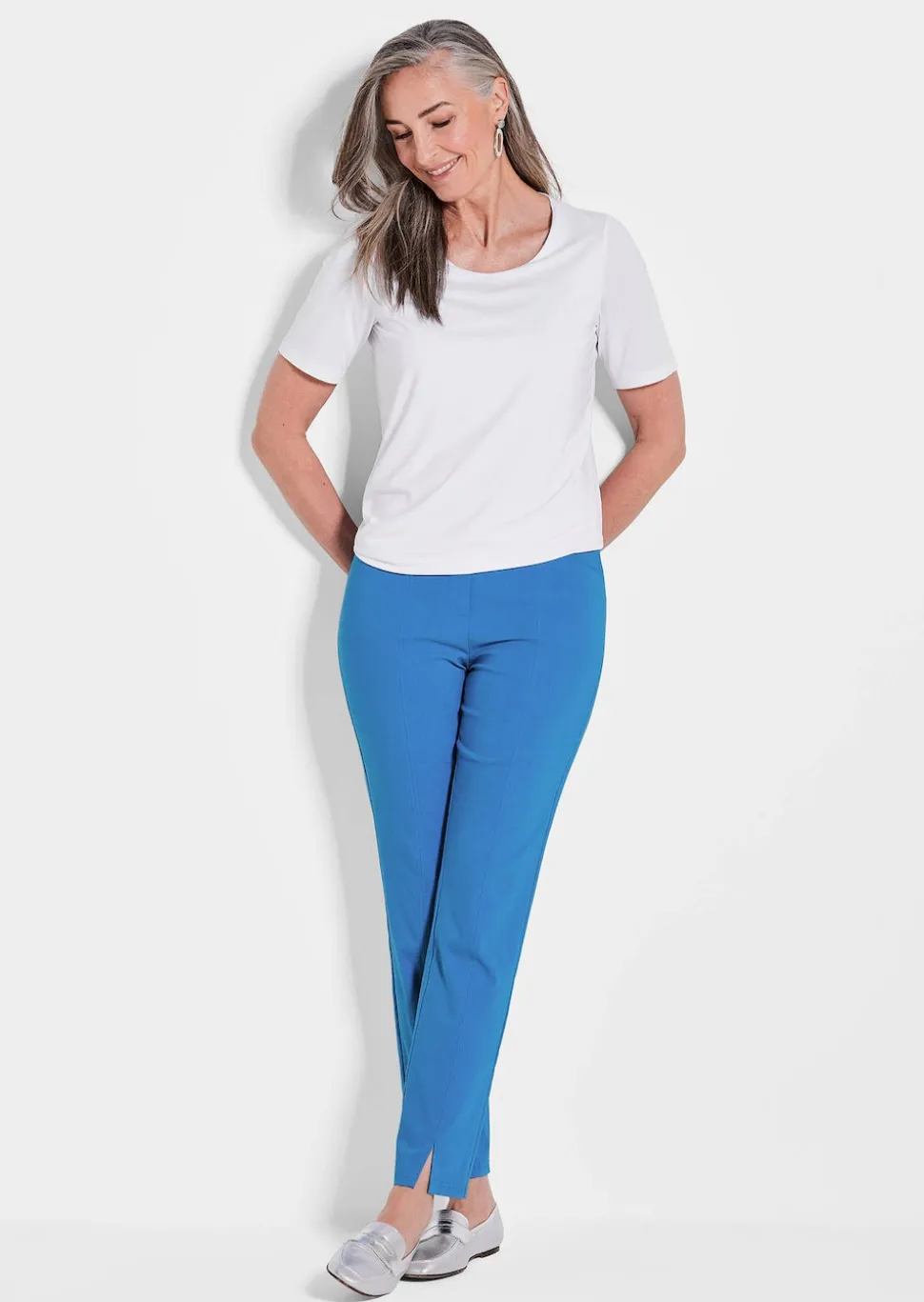 Pantalon en bengaline LOUISA avec fente au bas des jambes