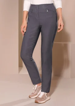 Pantalon en bengaline LOUISA. Coupe ajustée. Intérieur légèrement molletonné.