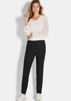 Pantalon en bengaline LOUISA. Coupe ajustée. Intérieur légèrement molletonné.