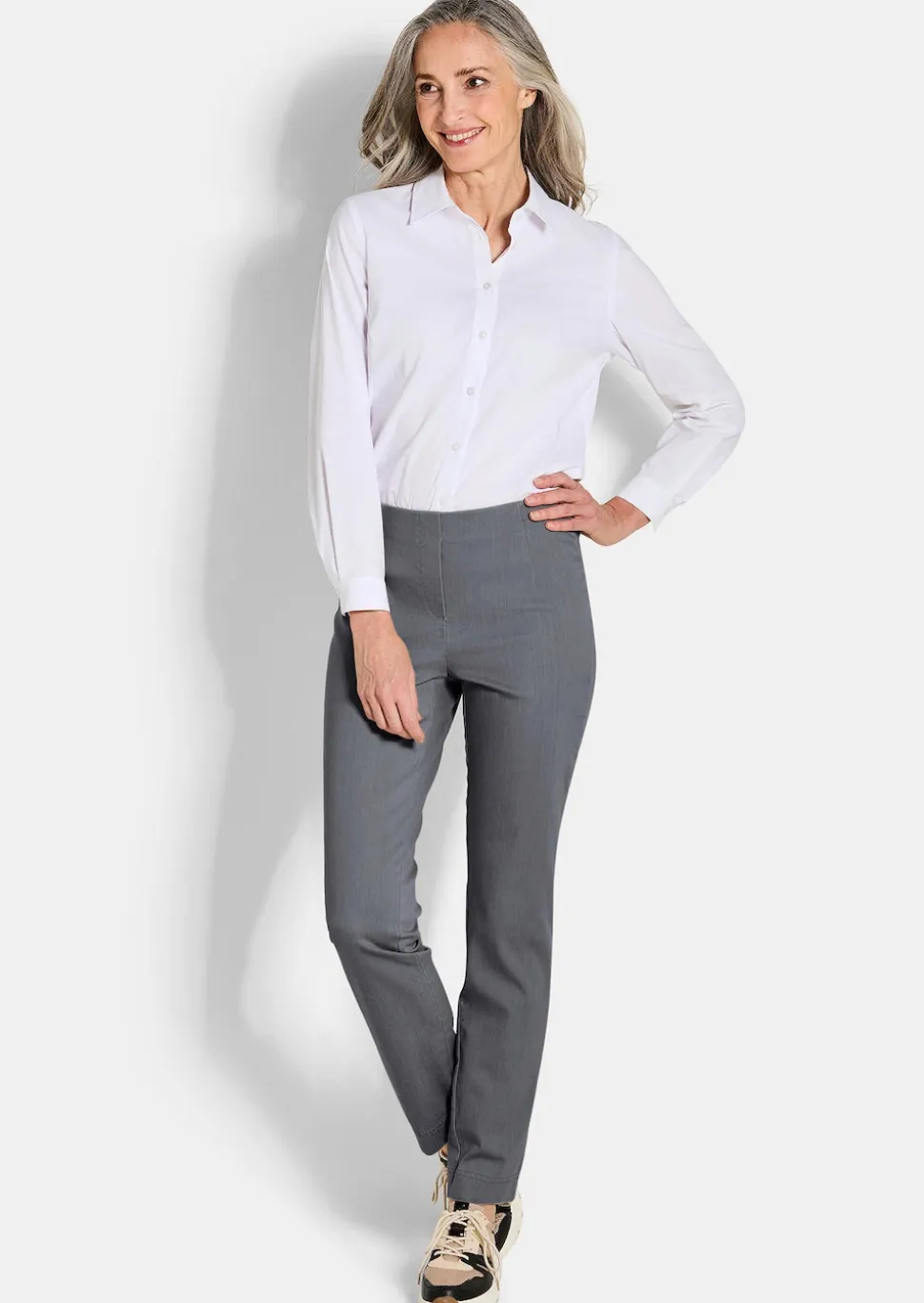 Pantalon en bengaline LOUISA, aspect jean