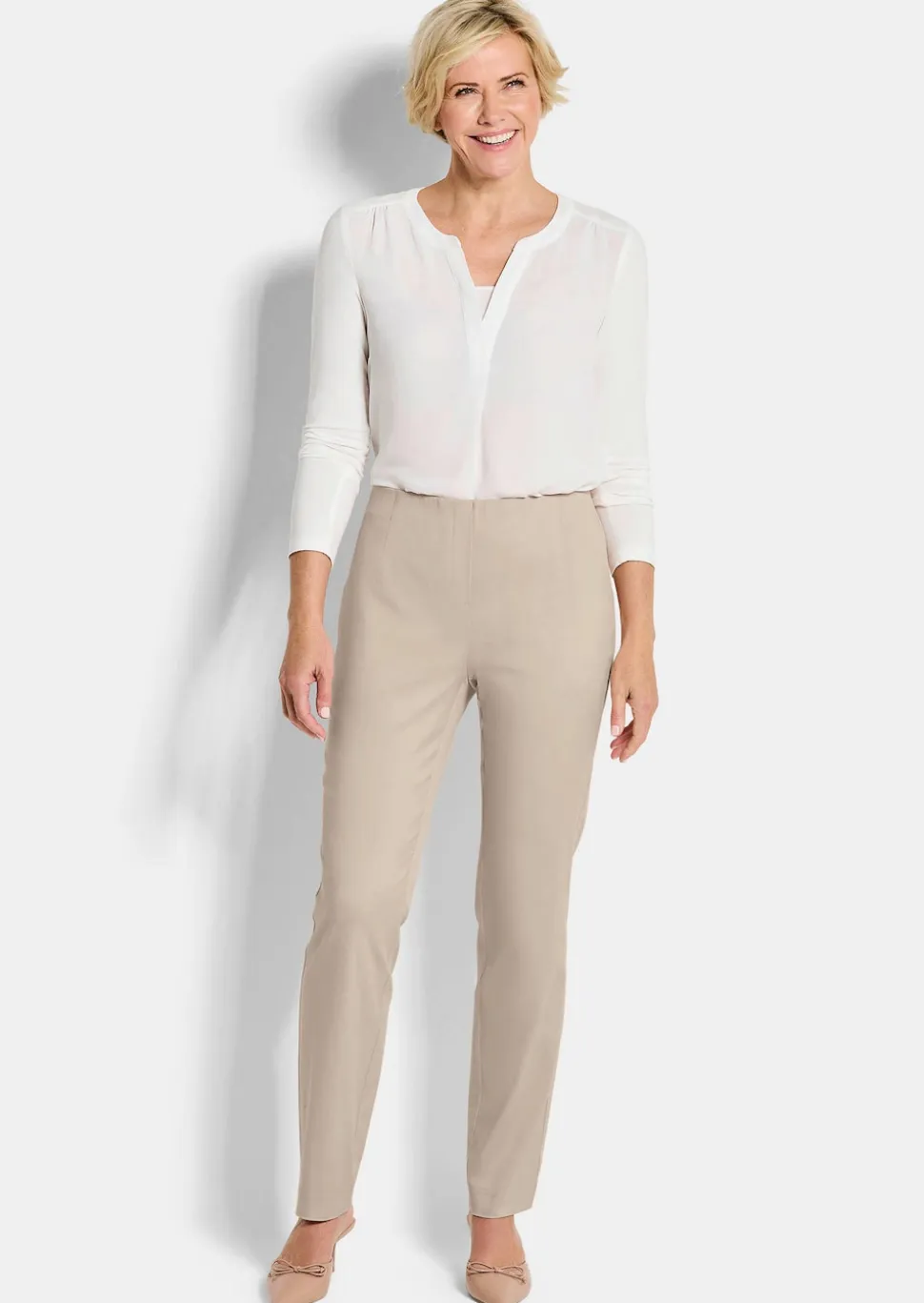 Pantalon en bengaline LOUISA, aspect jean