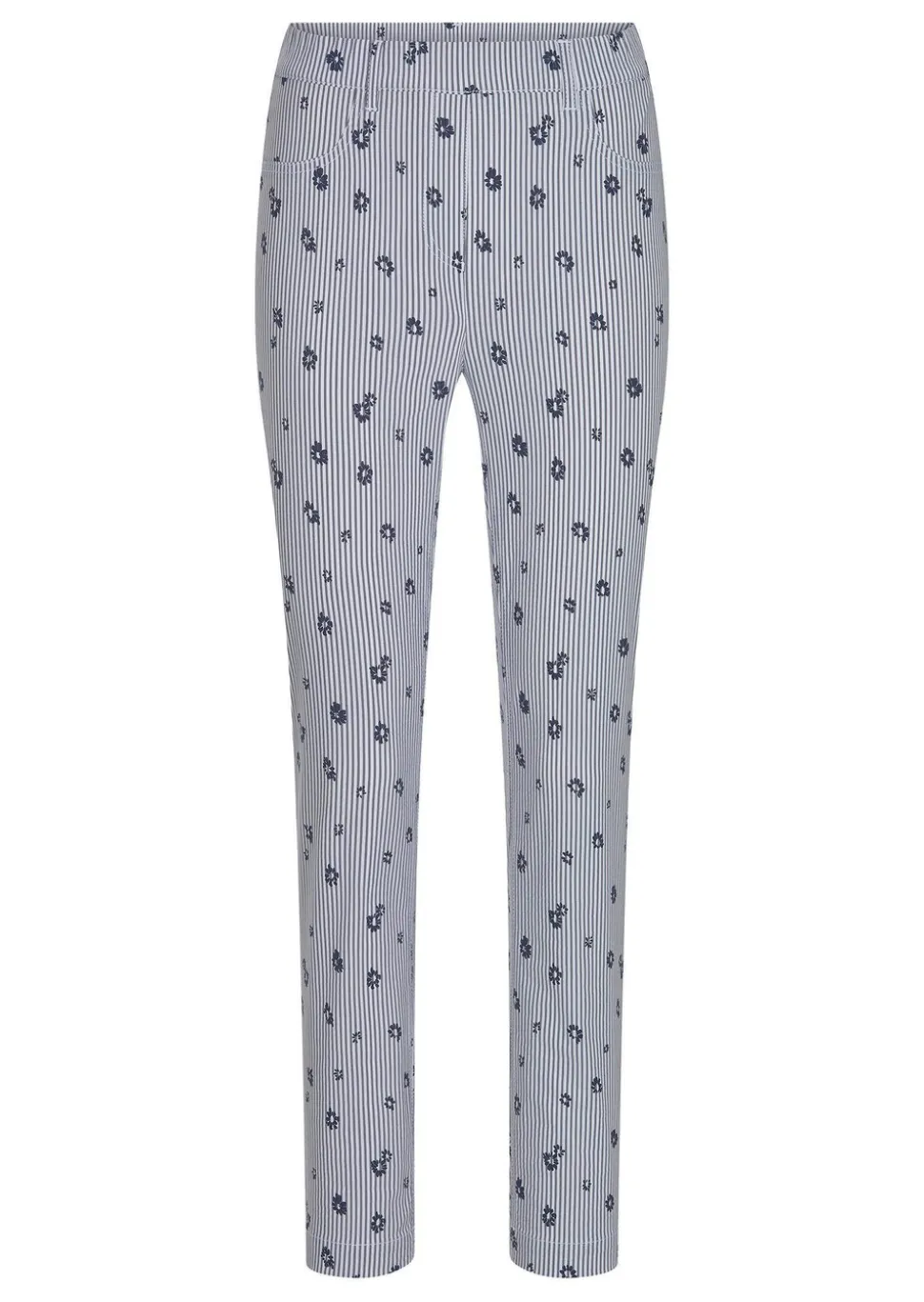 Pantalon en bengaline LOUISA avec rayures et fleurs