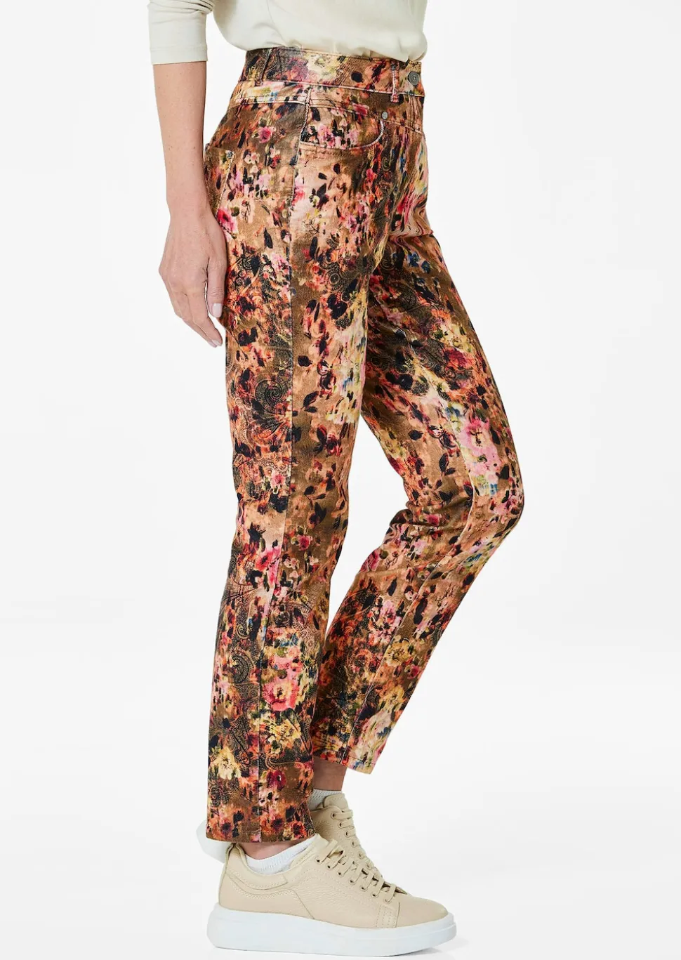 Pantalon en velours avec imprimé intégral