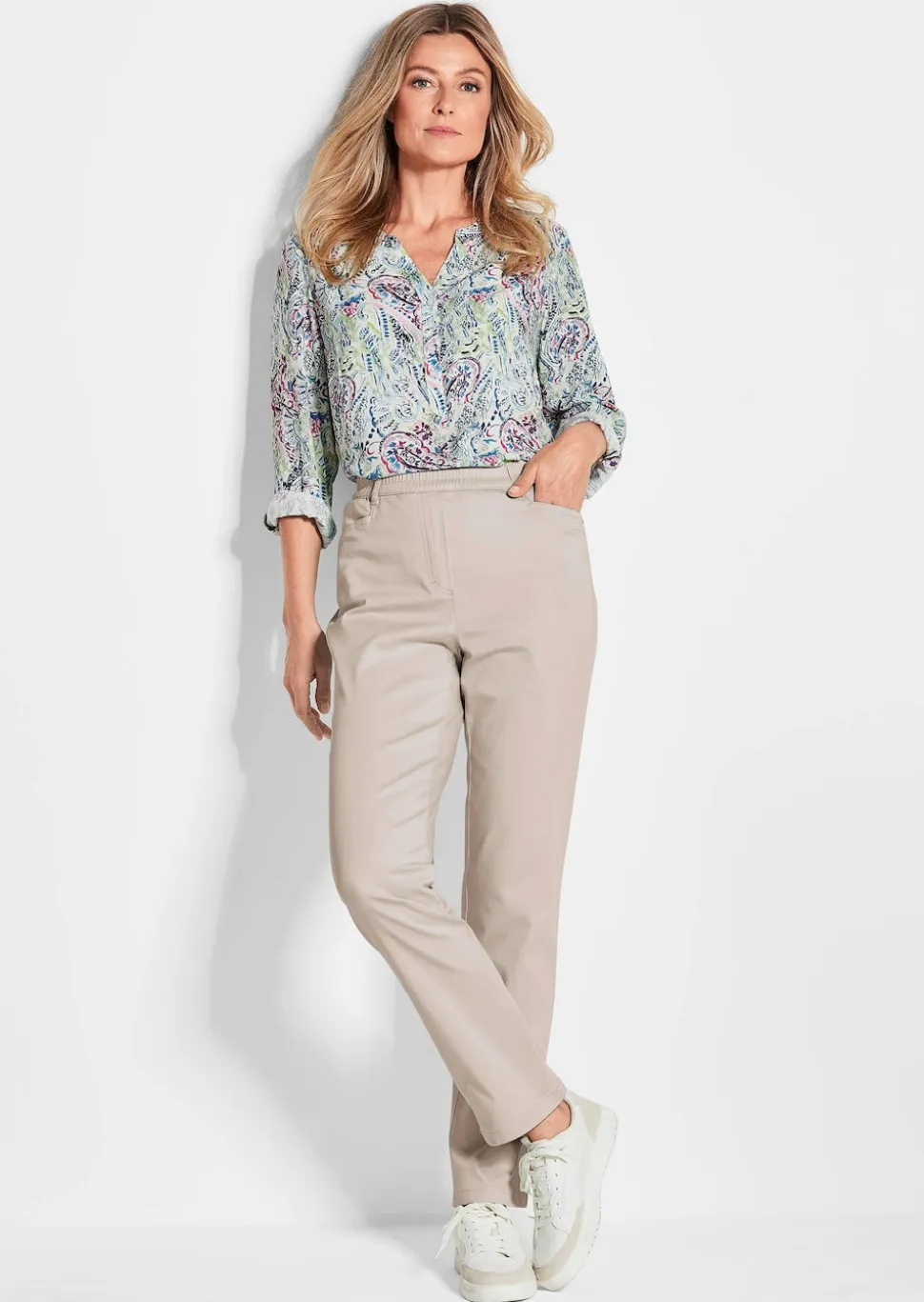 Pantalon LOUISA à taille élastique en coton satiné
