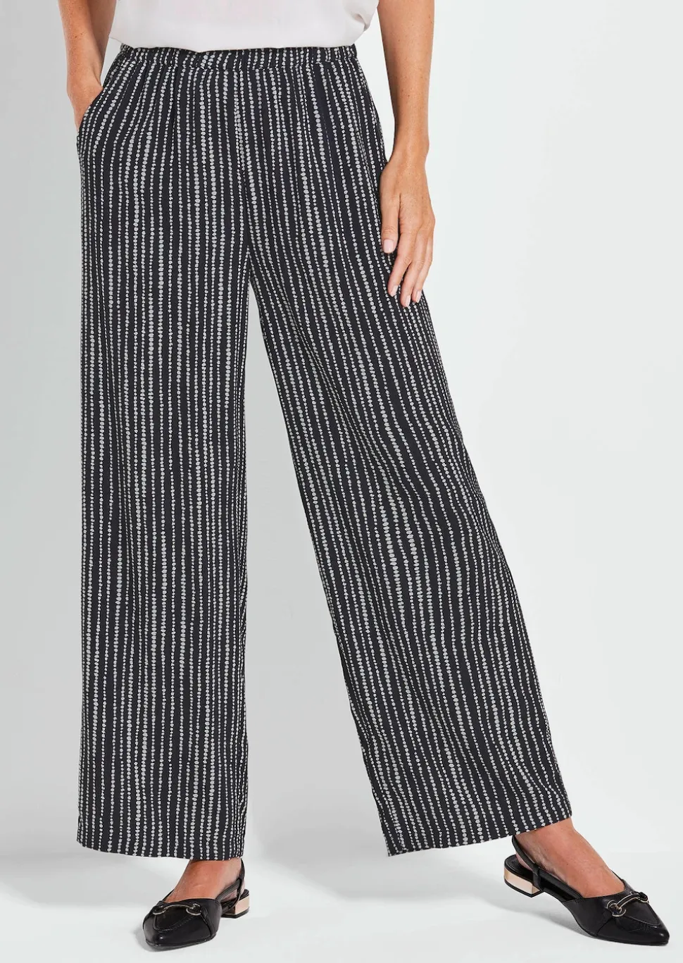 Pantalon Palazzo VERA avec motif à pois et à rayures