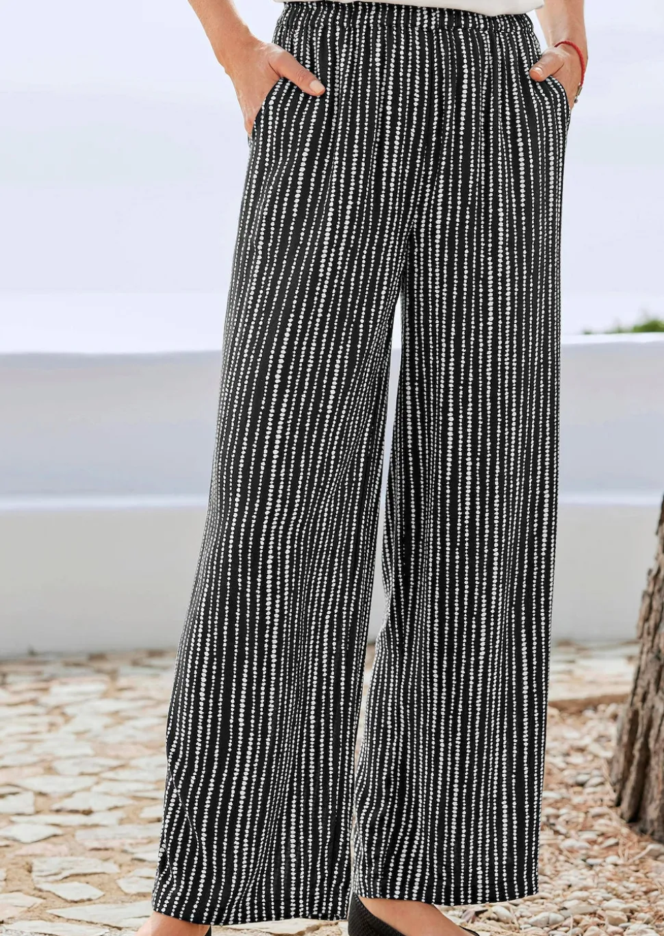 Pantalon Palazzo VERA avec motif à pois et à rayures