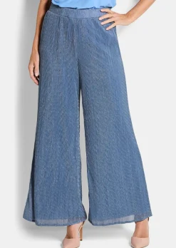 Pantalon Palazzo VERA en plissé brillant