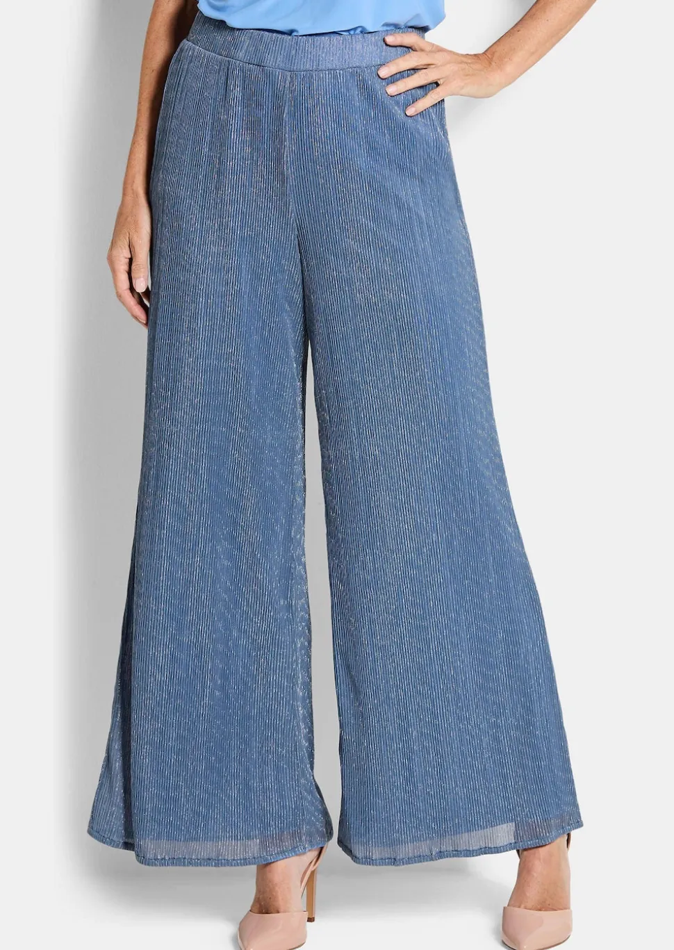 Pantalon Palazzo VERA en plissé brillant