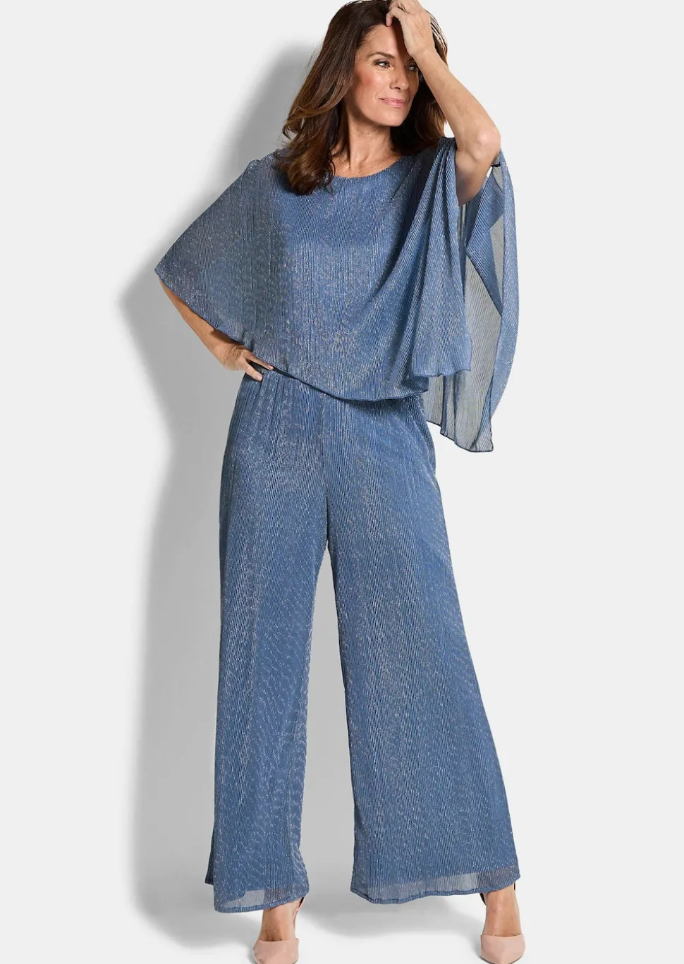 Pantalon Palazzo VERA en plissé brillant