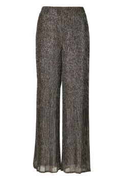 Pantalon palazzo VERA en tissu plissé brillant