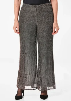 Pantalon palazzo VERA en tissu plissé brillant