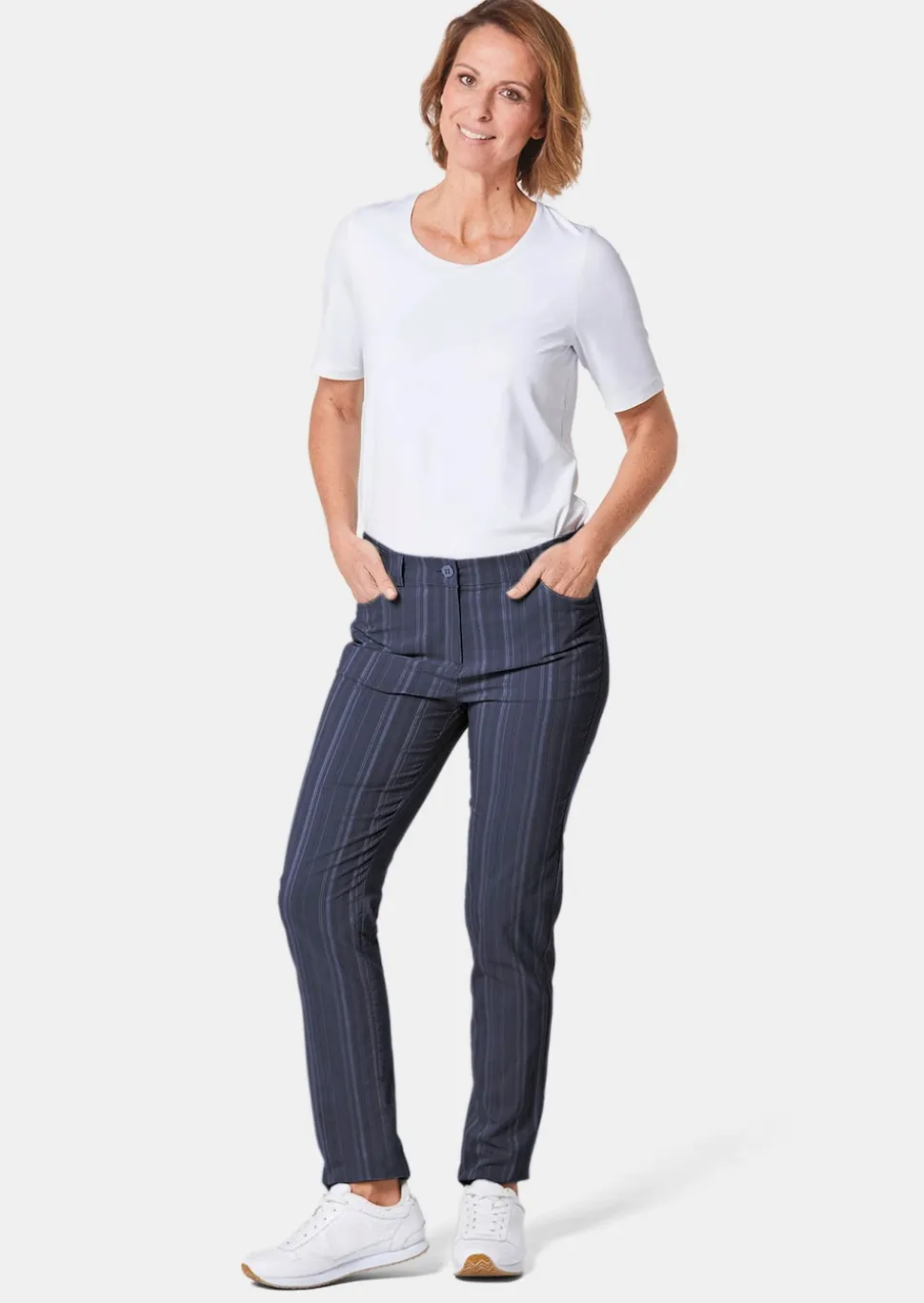 Pantalon structuré en tissu élastique