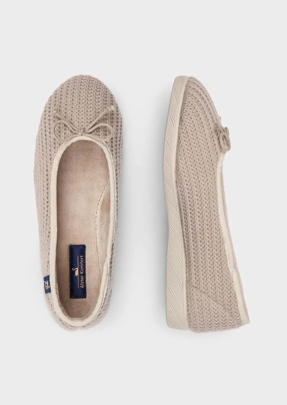 Pantoufles ballerines effet tricot