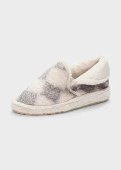 Pantoufles en peluche avec motif losange