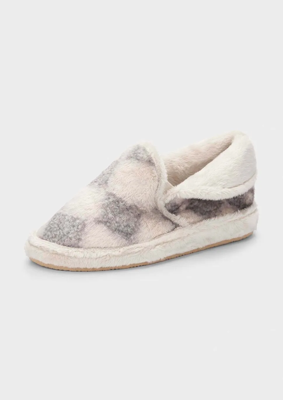 Pantoufles en peluche avec motif losange