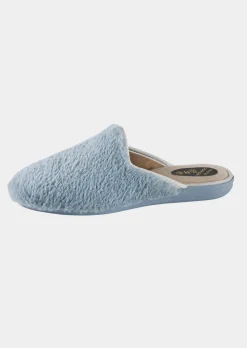 Pantoufles en peluche avec semelle extérieure à surface structurée pour une meilleure accroche.