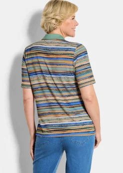Polo à rayures en jersey de viscose