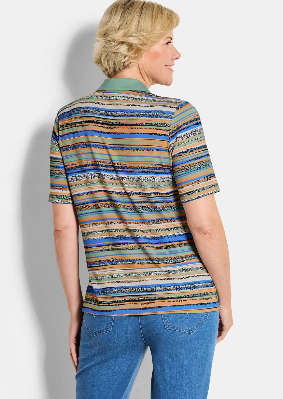 Polo à rayures en jersey de viscose