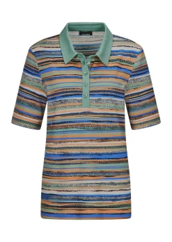 Polo à rayures en jersey de viscose