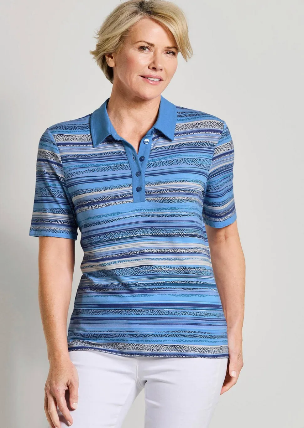 Polo à rayures en jersey de viscose