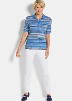 Polo à rayures en jersey de viscose
