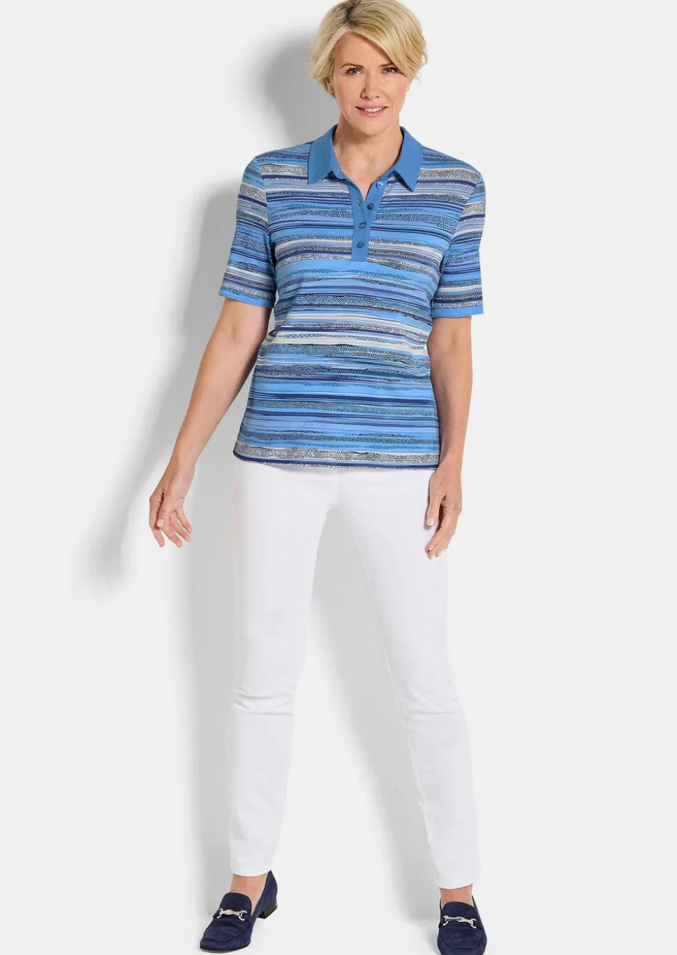 Polo à rayures en jersey de viscose