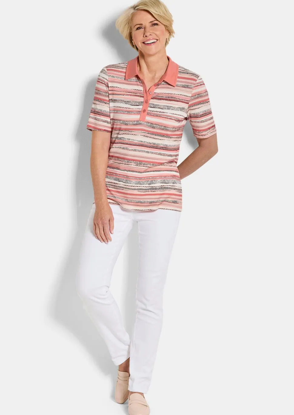 Polo à rayures en jersey de viscose