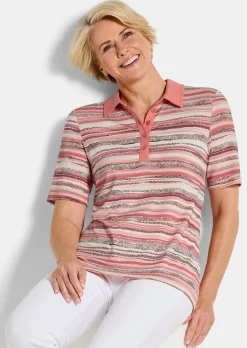 Polo à rayures en jersey de viscose