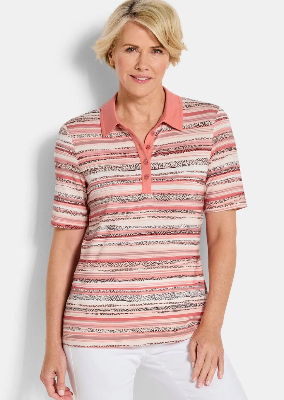 Polo à rayures en jersey de viscose