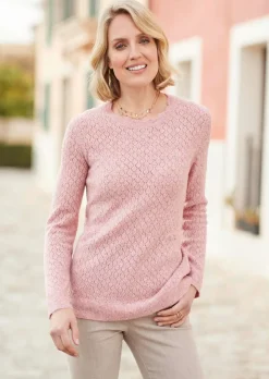 Pull ajouré en fil chiné de haute qualité