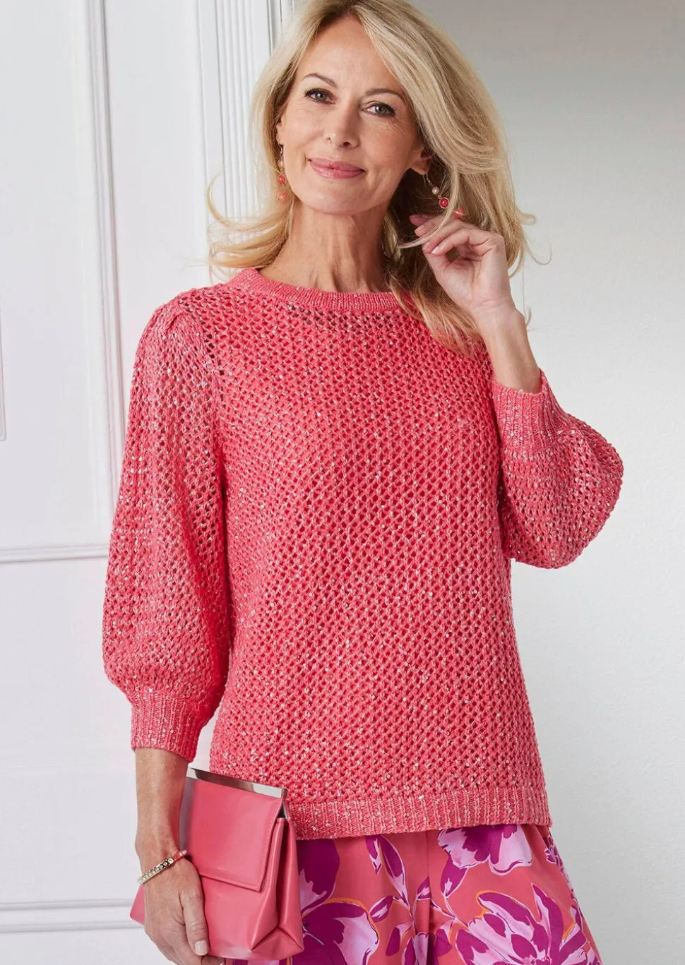 Pull aspect filet avec paillettes