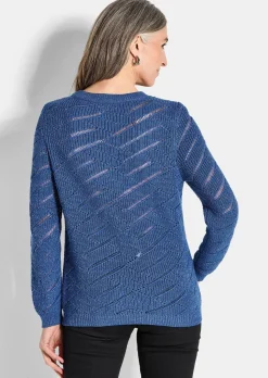 Pull en maille ajourée et tricot côtelé