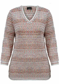 Pull en maille structurée, avec encolure en V