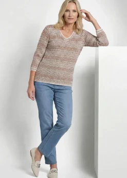 Pull en maille structurée, avec encolure en V