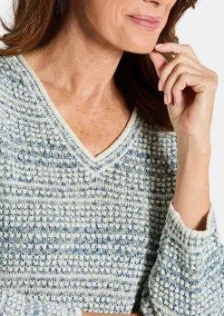 Pull en maille structurée, avec encolure en V