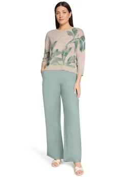 Pull en tricot fin avec imprimé de feuilles