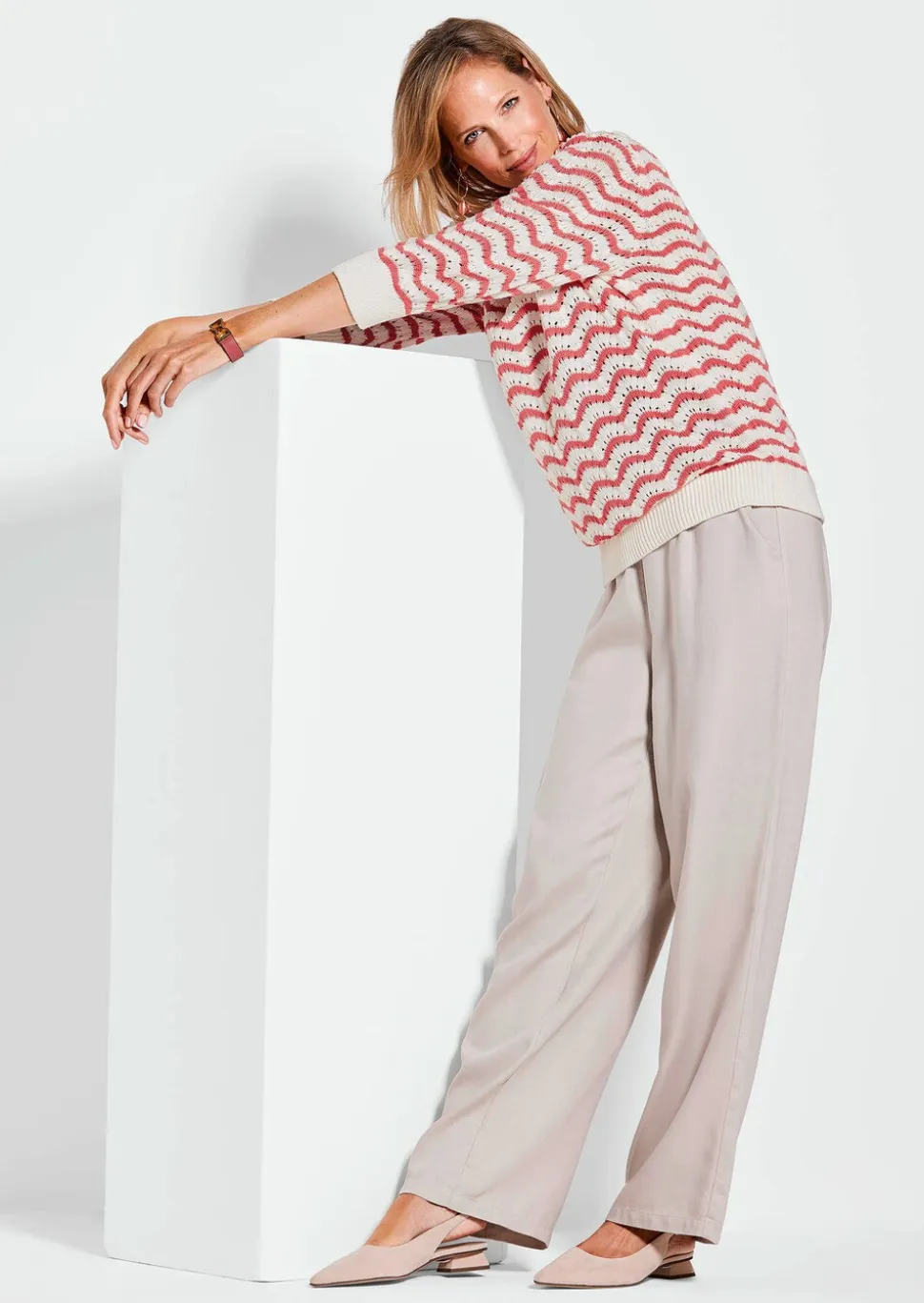 Pull en tricot à manches 3/4