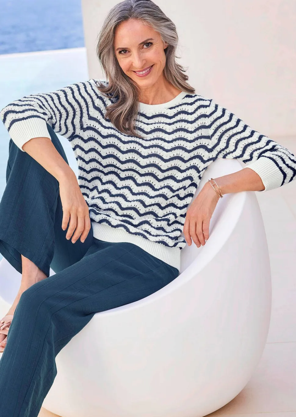 Pull en tricot à manches 3/4
