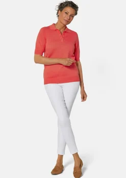 Pull en tricot à manches courtes et col chemisier