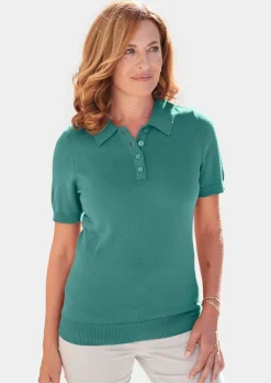 Pull en tricot à manches courtes et col chemisier
