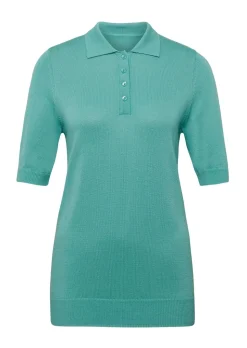 Pull en tricot à manches courtes et col chemisier