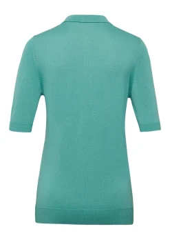 Pull en tricot à manches courtes et col chemisier