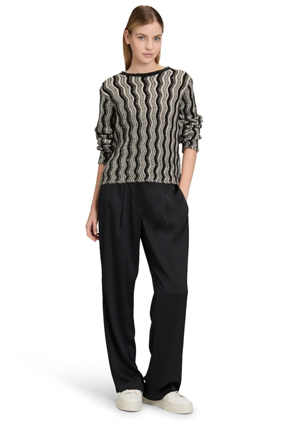 Pull en tricot à motif ondulé