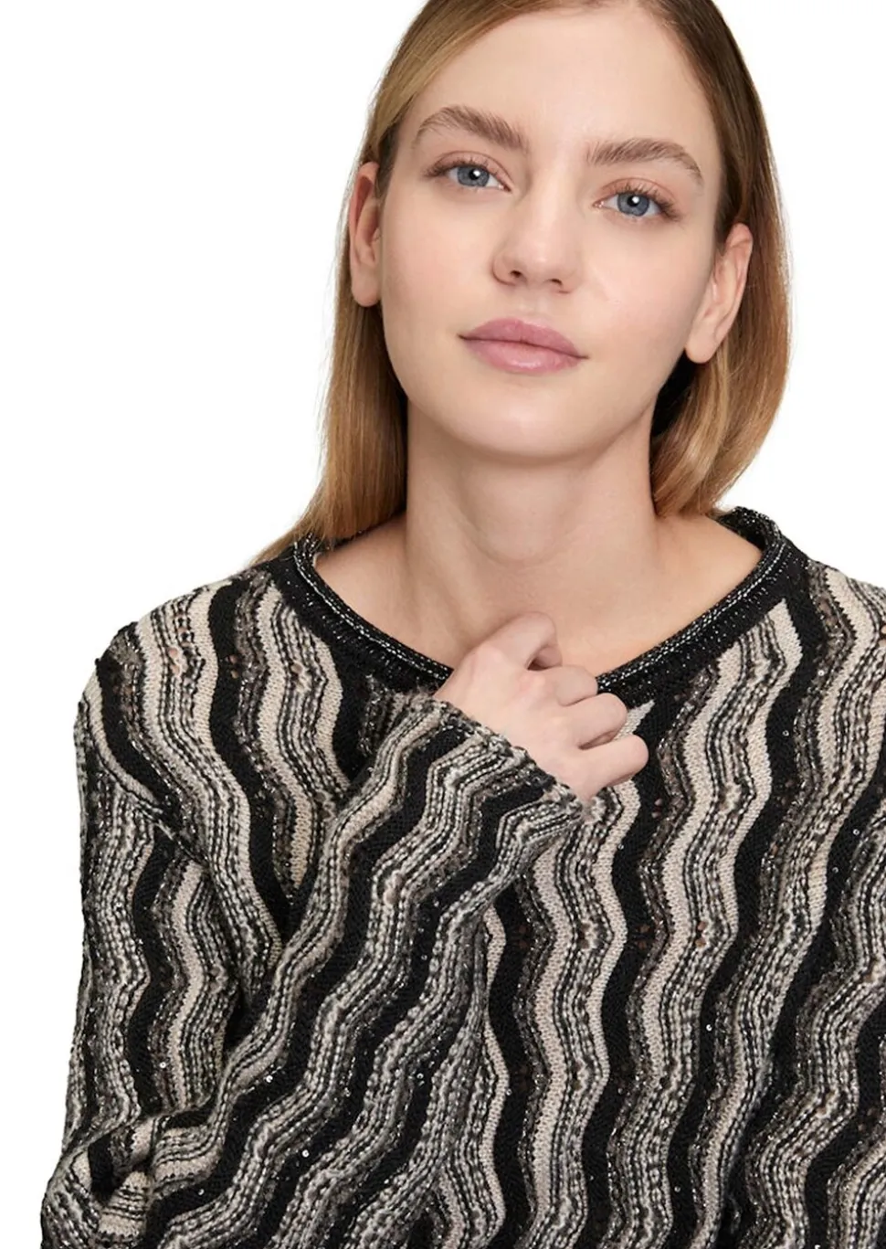 Pull en tricot à motif ondulé