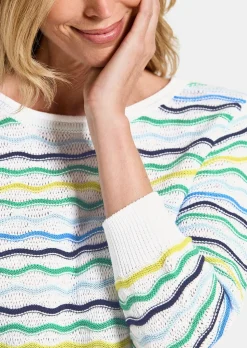 Pull en tricot à motif ondulé facile d'entretien