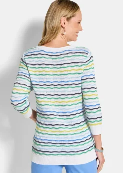 Pull en tricot à motif ondulé facile d'entretien